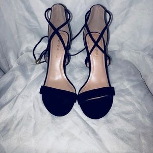 Black cross cross lace up heels